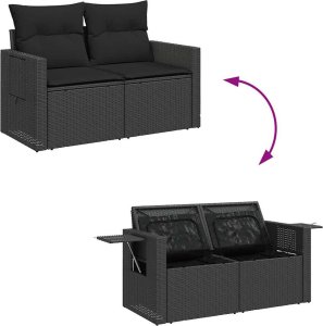 vidaXL 7-cz. zestaw wypoczynkowy do ogrodu, z poduszkami, czarny 7