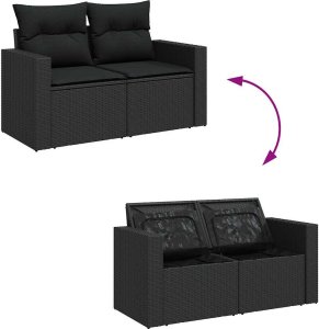 vidaXL 8-cz. zestaw wypoczynkowy do ogrodu, z poduszkami, czarny 9