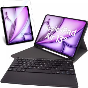 Alogy Etui ochronne z klawiaturą Alogy Keyboard case z miejscem na rysik klawiatura bezprzewodowa do Apple iPad Air 13" czarne  + Szkło 16