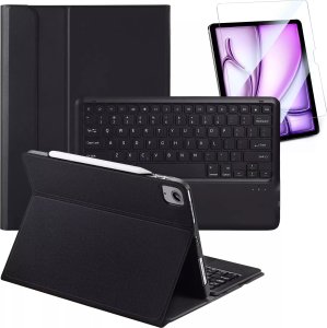 Alogy Etui ochronne z klawiaturą Alogy Keyboard case z miejscem na rysik klawiatura bezprzewodowa do Apple iPad Air 13" czarne  + Szkło 17