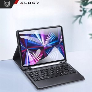 Alogy Etui ochronne z klawiaturą Alogy Keyboard case z miejscem na rysik klawiatura bezprzewodowa do Apple iPad Air 13" czarne  + Szkło 2