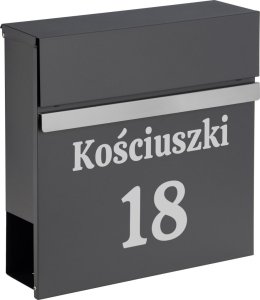 Skrzynka na listy NORTON antracyt z napisem 1