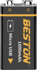 Bestone 1x akumulatorek bateria 9V 1000 mah z microUSB 6LR61 6F22 6AM6 522 Block 9V MN1604 3