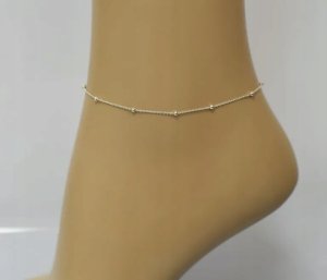 Radziszewska Jewellery BRANSOLETKA ZŁOTA NA NOGĘ ŁAŃCUSZEK KULKI SREBRO 925 PREZENT DEDYKACJA 2