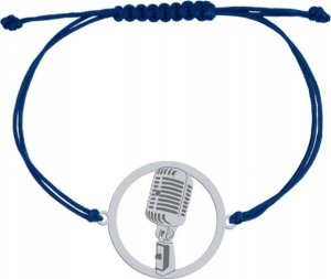 Radziszewska Jewellery Bransoletka Srebrna Mikrofon Sznurek Srebro 925 Grawer Dedykacja Prezent 1