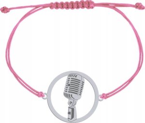 Radziszewska Jewellery Bransoletka Srebrna Mikrofon Sznurek Srebro 925 Grawer Dedykacja Prezent 4