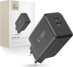 Ładowarka Tech-Protect Ładowarka sieciowa Tech-Protect NC45W-GAN 2xUSB-C Network Charger PD45W Black 1