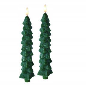 Dekoracja świąteczna Affek Design NIKOLAO Komplet 2 świec choinki zielonestołowe LED 5x26cm 1