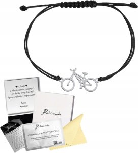 Radziszewska Jewellery Bransoletka Srebrna Rower Sznurek 925 Prezent Biżuteria DEDYKACJA GRATIS 1