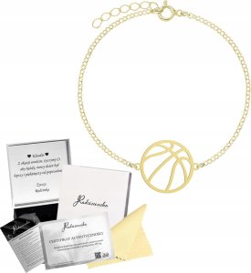 Radziszewska Jewellery Złota Bransoletka z Piłką do Koszykówki SREBRO 925 Łańcuszek ŻYCZENIA 1