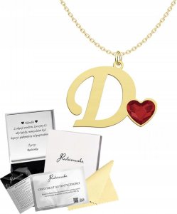 Radziszewska Jewellery Złoty Naszyjnik z Literką D Litera Łańcuszek Serce 925 DEDYKACJA GRATIS 1