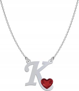 Radziszewska Jewellery Srebrny Naszyjnik LITERA K z sercem DEDYKACJA GRAT 1