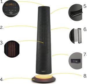 Termowentylator Yoer FARELKA Elektryczna TERMOWENTYLATOR Ceramiczny ECO* Grzejnik 2500W + WI-FI + Pilot - SkyTower FH06G 5