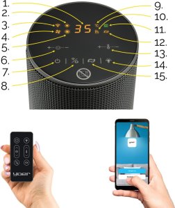 Termowentylator Yoer FARELKA Elektryczna TERMOWENTYLATOR Ceramiczny ECO* Grzejnik 2500W + WI-FI + Pilot - SkyTower FH06G 7