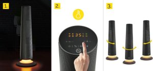 Termowentylator Yoer FARELKA Elektryczna TERMOWENTYLATOR Ceramiczny ECO* Grzejnik 2500W + WI-FI + Pilot - SkyTower FH06G 9