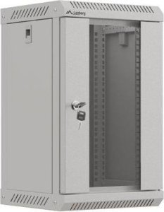 Lanberg Szafa instalacyjna Rack Lanberg Wisząca 10" 9U 300x300 Drzwi Przeszklone (flat pack) Szara 1