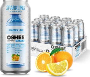 Oshee 12x OSHEE Vitamin Water Sparkling magnez + B6 ZERO cytryna pomarańcza 500 ml 1