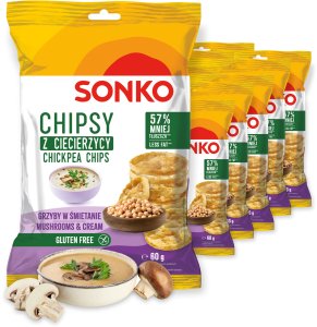 SONKO 20x SONKO Chipsy z ciecierzycy o smaku grzybów w śmietanie 60 g 1
