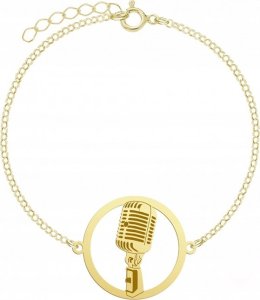 Radziszewska Jewellery Bransoletka Pozłacana z Mikrofonem Mikrofon 925 DEDYKACJA GRAWER GRATIS 1