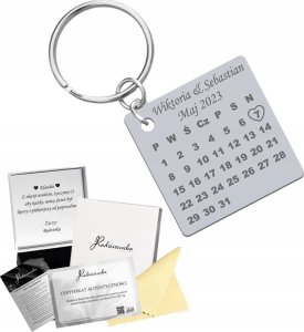 Radziszewska Jewellery Brelok do Kluczy Kalendarz z Datą Rocznica Prezent GRAWER ŻYCZENIA GRATIS 1