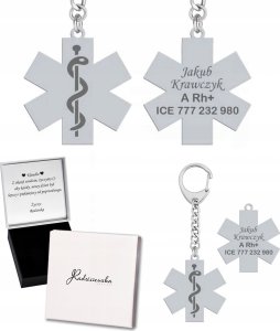Radziszewska Jewellery Brelok do kluczy Eskulap Znak Medyczny Prezent Srebro GRAWER ŻYCZENIA 1