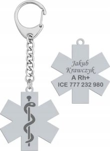 Radziszewska Jewellery Brelok do kluczy Eskulap Znak Medyczny Prezent Srebro GRAWER ŻYCZENIA 2