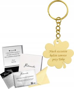 Radziszewska Jewellery Brelok Złoty Koniczyna na Szczęście SREBRO 925 Prezent GRAWER GRATIS 1