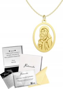 Radziszewska Jewellery Złoty Łańcuszek z medalikiem MATKA BOSKA Z DZIECIĄTKIEM 925 GRAWER GRATIS 1
