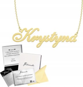Radziszewska Jewellery Złoty Naszyjnik z imieniem KRYSTYNA Łańcuszek SREBRO 925 DEDYKACJA GRATIS 1