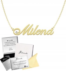 Radziszewska Jewellery ZŁOTY NASZYJNIK Z IMIENIEM MILENA ŁAŃCUSZEK SREBRO 925 PREZENT DEDYKACJA 1