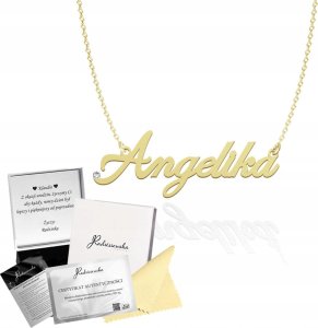 Radziszewska Jewellery Złoty Naszyjnik z Imieniem ANGELIKA Łańcuszek SREBRO 925 DEDYKACJA GRATIS 1