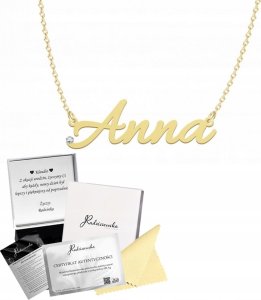 Radziszewska Jewellery Złoty Naszyjnik z imieniem Anna SREBRO 925 Prezent Łańcuszek DEDYKACJA 1