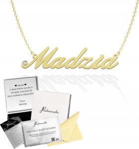 Radziszewska Jewellery Złoty Łańcuszek z imieniem MADZIA SREBRO 925 Prezent TABLICZKA GRATIS 1