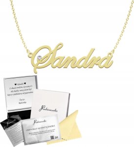 Radziszewska Jewellery Złoty Naszyjnik z imieniem SANDRA Łańcuszek SREBRO 925 TABLICZKA GRATIS 1
