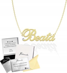 Radziszewska Jewellery Złoty Naszyjnik z imieniem BEATA Łańcuszek SREBRO 925 DEDYKACJA GRATIS 1