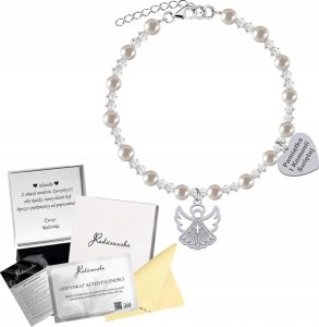 Radziszewska Jewellery Bransoletka na KOMUNIĘ Aniołek Serce z GRAWEREM SREBRO 925 Perły Kryształy 1