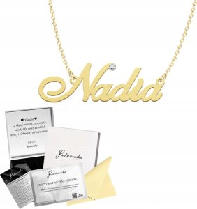 Radziszewska Jewellery Złoty Naszyjnik z imieniem NADIA Łańcuszek SREBRO 925 Prezent Dedykacja 1
