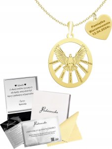 Radziszewska Jewellery Złoty Łańcuszek z Duchem Świętym Serce na Bierzmowanie 925 Prezent GRAWER 1