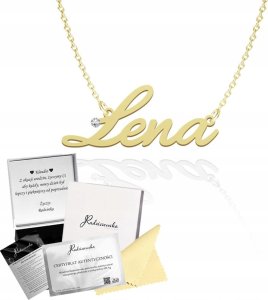 Radziszewska Jewellery Złoty Naszyjnik z Imieniem LENA Łańcuszek SREBRO 925 Prezent ŻYCZENIA 1