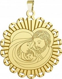 Radziszewska Jewellery Złoty Medalik na KOMUNIĘ Święta Rodzina Prezent SREBRO 925 Komunia Chrzest 2