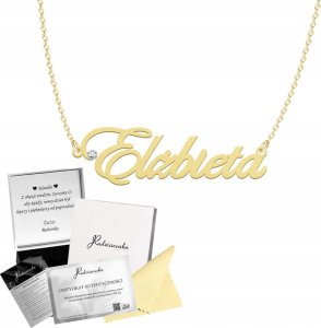 Radziszewska Jewellery Złoty Naszyjnik z imieniem ELŻBIETA Łańcuszek SREBRO 925 TABLICZKA GRATIS 1