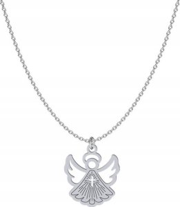 Radziszewska Jewellery Naszyjnik Srebrny na KOMUNIĘ z Aniołkiem Łańcuszek Prezent GRAWER GRATIS 2
