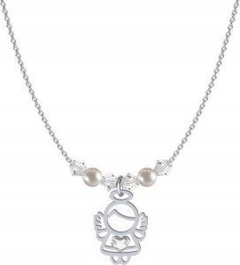 Radziszewska Jewellery Naszyjnik Srebrny na KOMUNIĘ z Aniołkiem Łańcuszek Kryształy DEDYKACJA 2