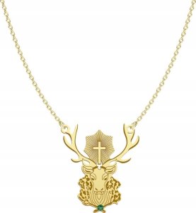 Radziszewska Jewellery Złoty Naszyjnik Jeleń Świętego Huberta Srebro 925 Prezent GRAWER GRATIS 1