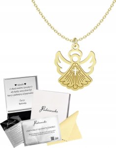 Radziszewska Jewellery Złoty Naszyjnik na KOMUNIĘ Aniołek Łańcuszek SREBRO 925 Prezent GRAWER 1