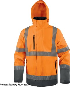 Kurtka męska Delta Plus TRACK - kurtka ostrzegawcza ocieplana z poliestru powlekanego PU 4 kieszenie. tkanina pikowana, poliester ripstop - pomarańczowy fluo-szary 4XL 4