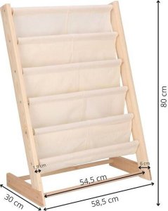 Springos Regał na książki dla dzieci, 80 cm organizer 5 półek, drewniany UNIWERSALNY 11