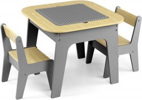 Milly Mally Milly Mally Zestaw mebli Olaf Blocks - Stolik i dwa krzesełka Dark Grey 1