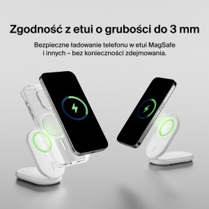 Ładowarka Belkin Ładowarka indukcyjna składana MagsSafe Qi2 15W biała z zasilaczem 20W 25