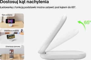 Ładowarka Belkin Ładowarka indukcyjna składana MagsSafe Qi2 15W biała z zasilaczem 20W 26